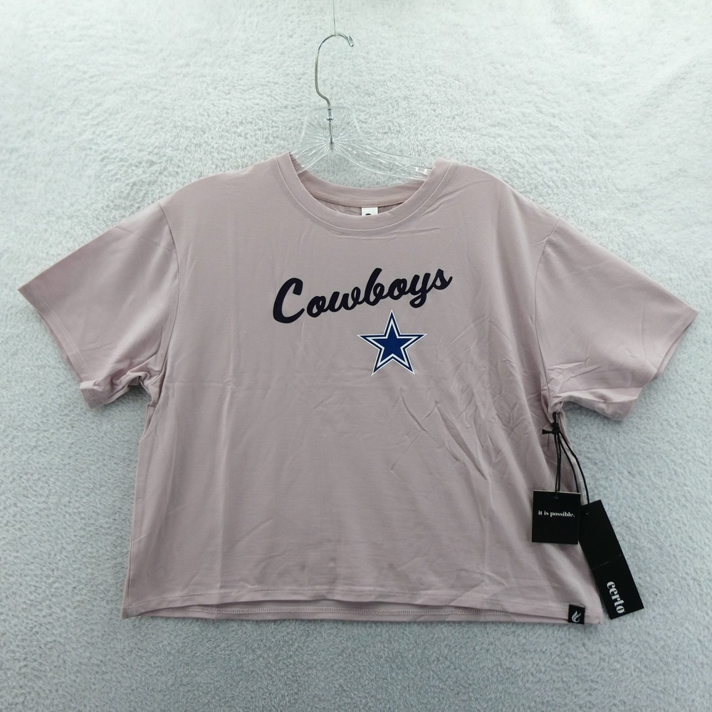 Certo Dallas Cowboys Shirt Womens Small NFL Mauve Cropped Short Sleeve Star Logo